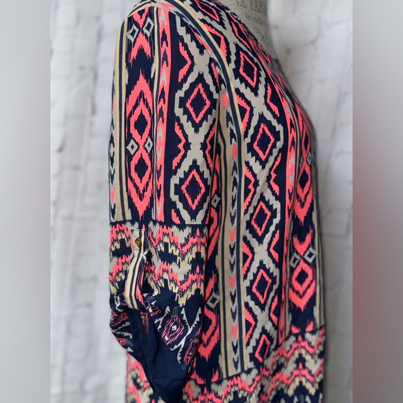 Wishful Park Geometric Blouse - Pink and Navy - Picture 3 of 4